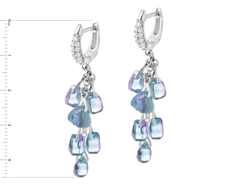 Stříbrné náušnice se zirkony a broušeným sklem