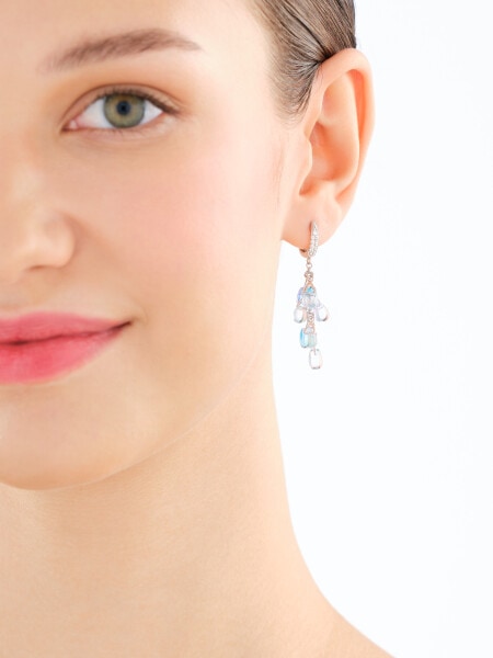 Stříbrné náušnice se zirkony a broušeným sklem