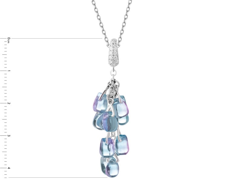 Stříbrný přívěsek se zirkony a broušeným sklem