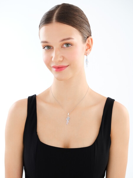 Stříbrný přívěsek se zirkony a broušeným sklem