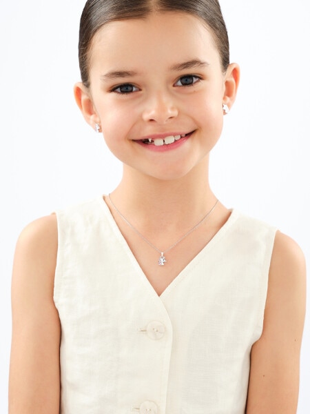 Srebrne kolczyki i zawieszka z emalią - komplet - jednorożce