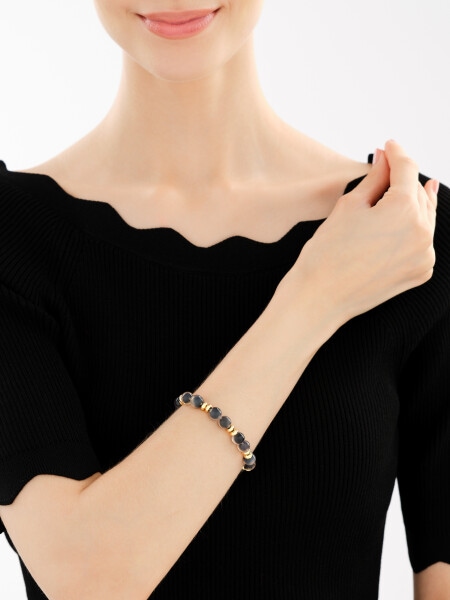 Gold-Plated Brass Bracelet with Glass