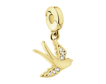 Zawieszka srebrna new charms z cyrkoniami - jaskółka