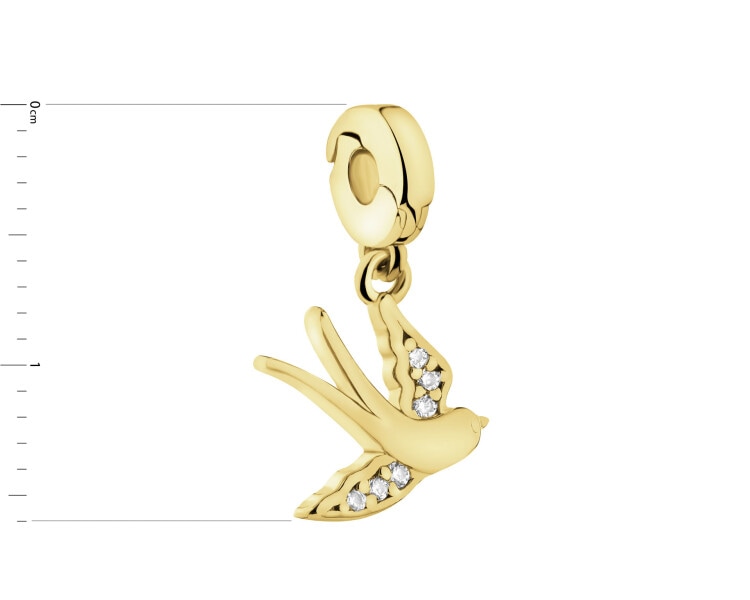 Zawieszka srebrna new charms z cyrkoniami - jaskółka
