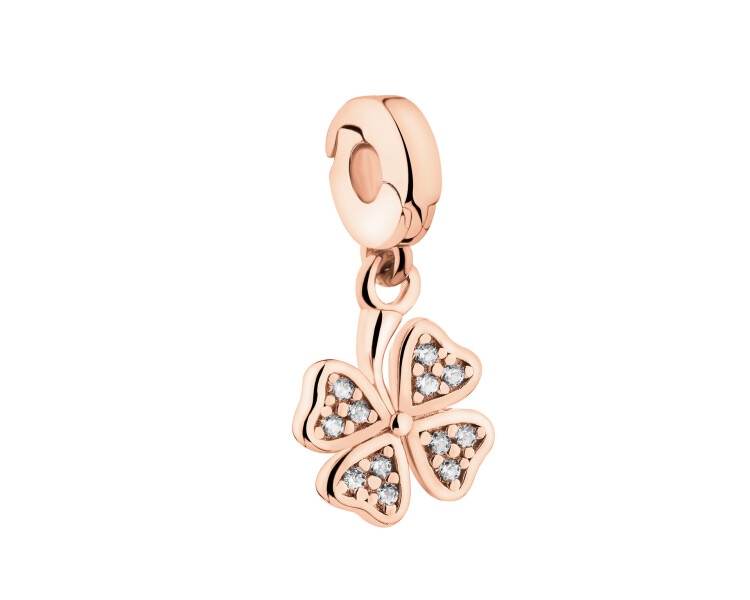 Zawieszka srebrna new charms z cyrkoniami - koniczyna
