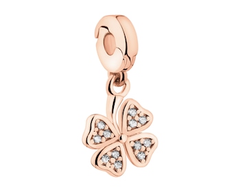 Zawieszka srebrna new charms z cyrkoniami - koniczyna