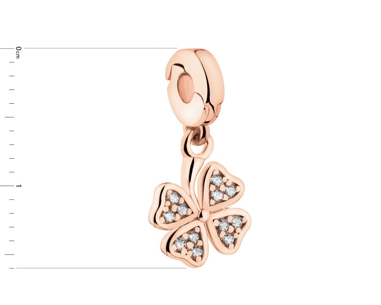 Zawieszka srebrna new charms z cyrkoniami - koniczyna
