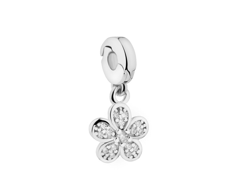 Zawieszka srebrna new charms z cyrkoniami - kwiat