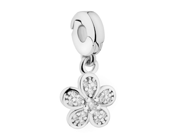 Zawieszka srebrna new charms z cyrkoniami - kwiat