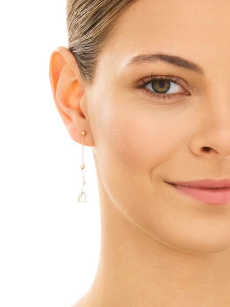 Złote kolczyki z perłami - serca