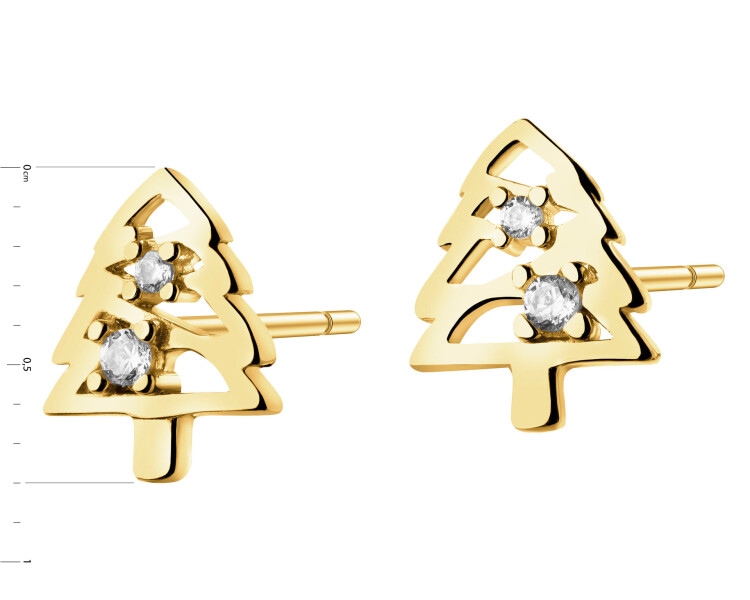 Złote kolczyki z cyrkoniami - choinki