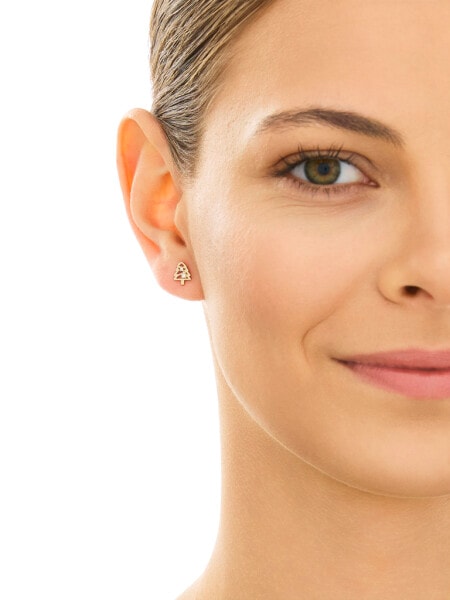 Złote kolczyki z cyrkoniami - choinki