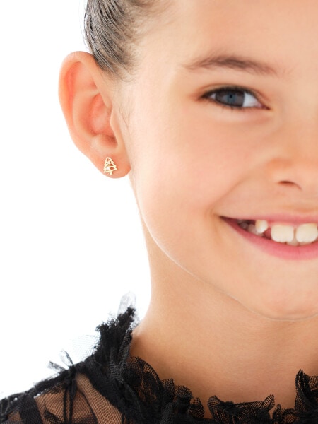 Złote kolczyki z cyrkoniami - choinki