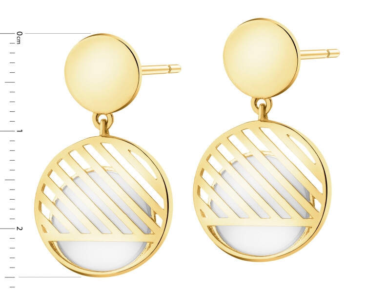 Złote kolczyki z masą perłową