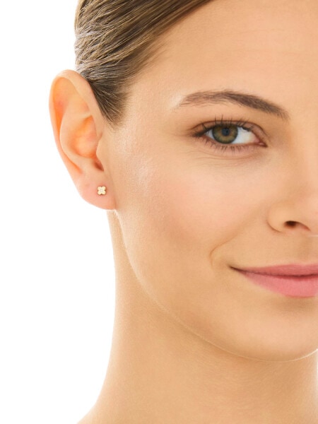 Złote kolczyki z cyrkoniami - kwiaty