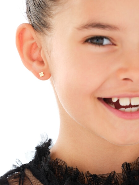 Złote kolczyki z cyrkoniami - kwiaty