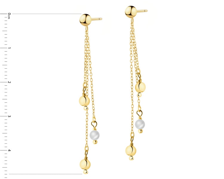 Złote kolczyki z perłami - kulki