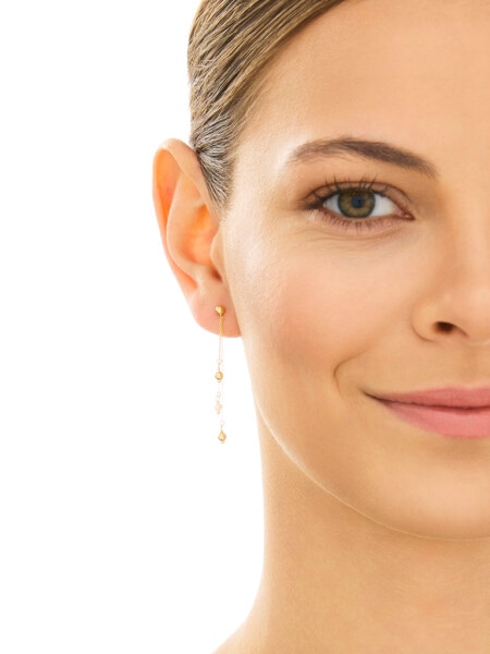 Złote kolczyki z perłami - kulki