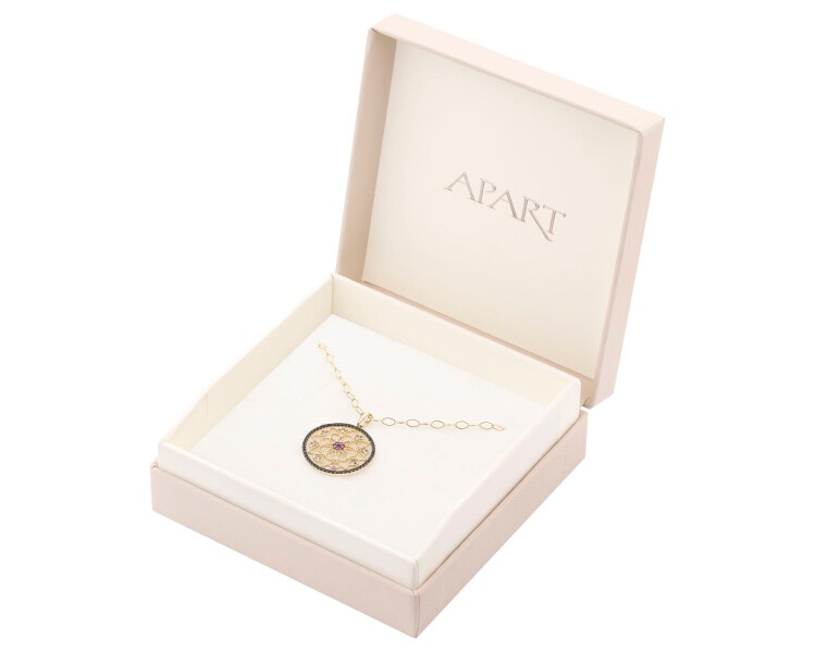 Zlatý přívěsek se zirkony a řetízek - souprava - rozeta