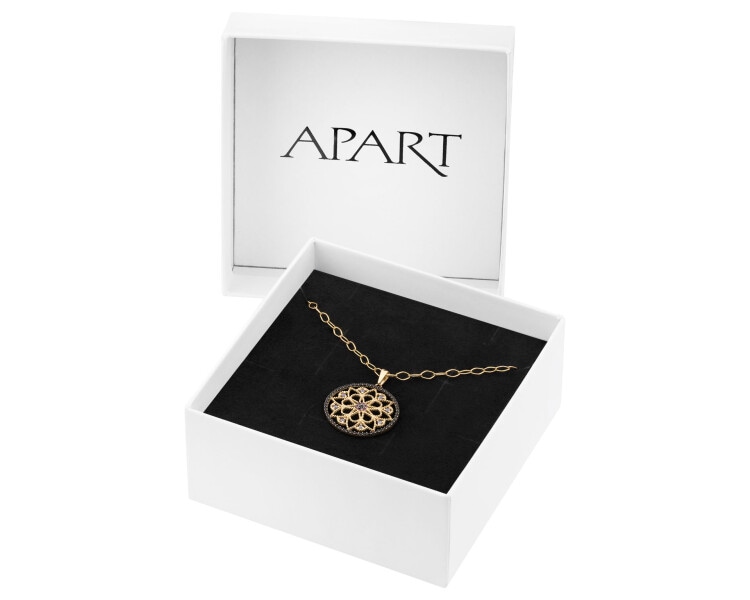 Zlatý přívěsek se zirkony a řetízek - souprava - rozeta