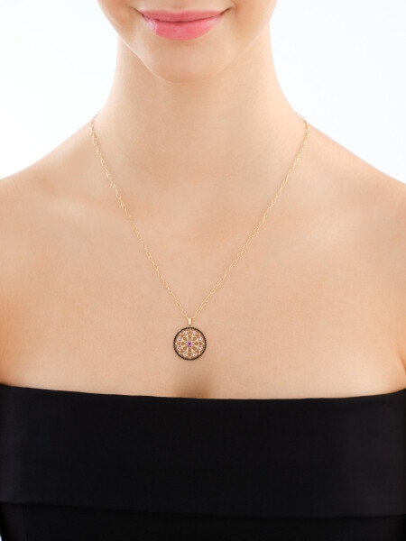 Zlatý přívěsek se zirkony a řetízek - souprava - rozeta