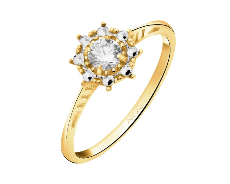 Złoty pierścionek z cyrkonią