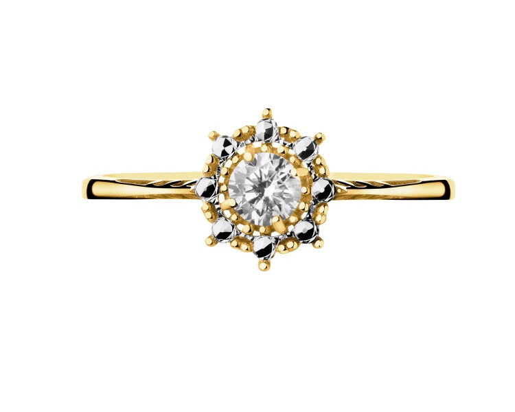 Złoty pierścionek z cyrkonią