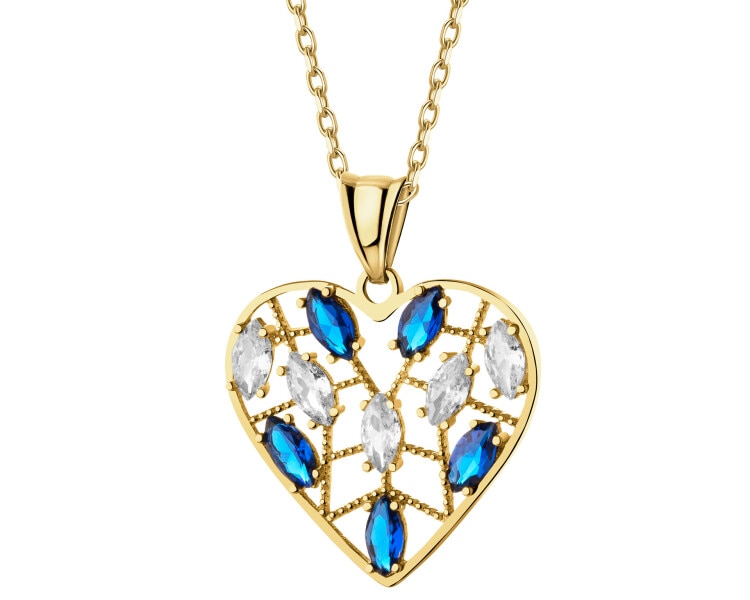 Złota zawieszka z cyrkoniami - serce