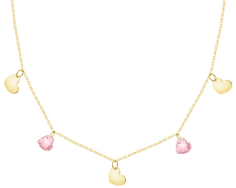 9 K Yellow Gold Necklace with Cubic Zirconia