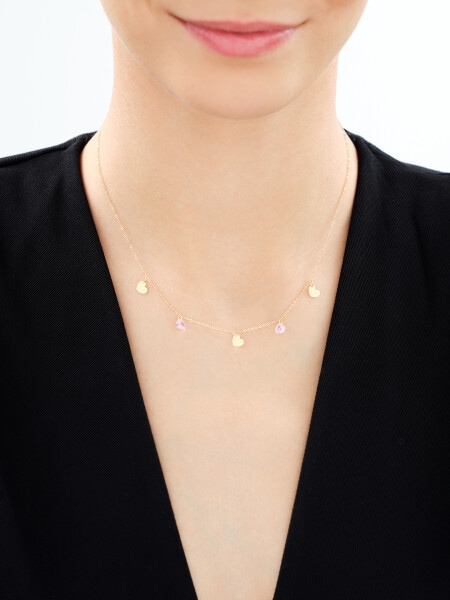 9 K Yellow Gold Necklace with Cubic Zirconia