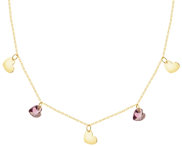 Złoty naszyjnik z cyrkoniami - serca