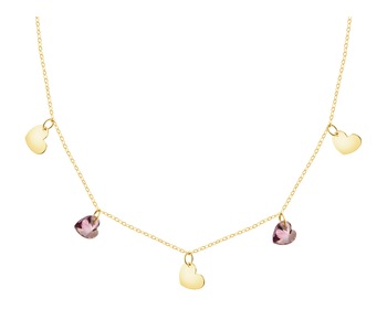 9 K Yellow Gold Necklace with Cubic Zirconia