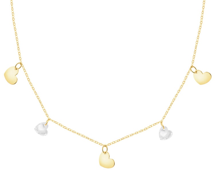 9 K Yellow Gold Necklace with Cubic Zirconia