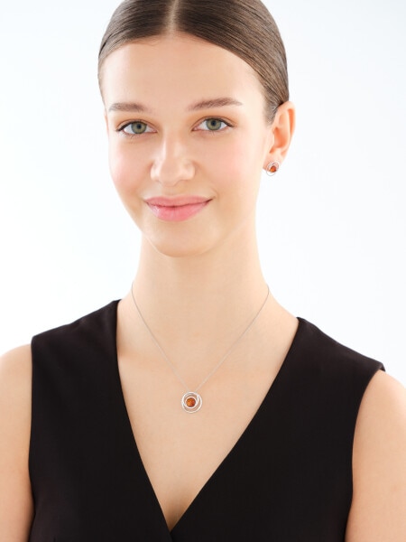 Kolczyki srebrne z bursztynem - koła