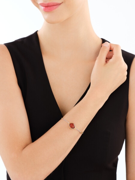 Bransoletka srebrna z bursztynem