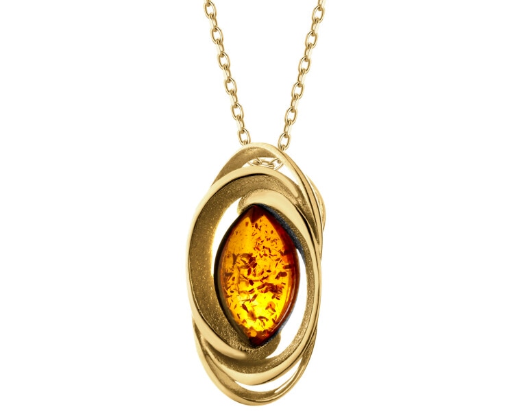 Zawieszka srebrna z bursztynem