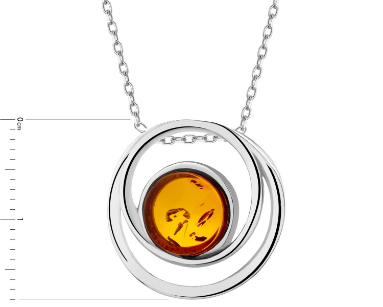 Zawieszka srebrna z bursztynem - koła