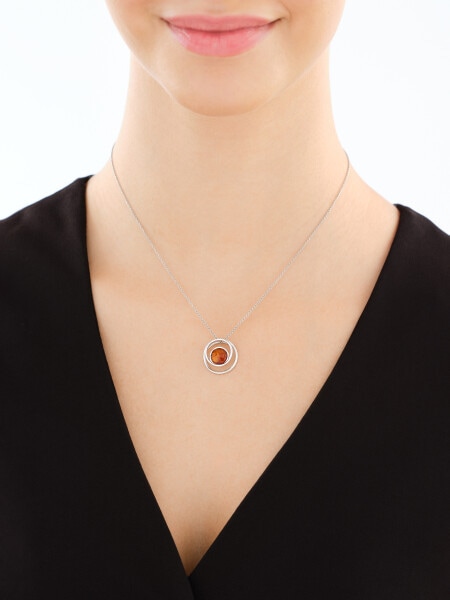 Zawieszka srebrna z bursztynem - koła