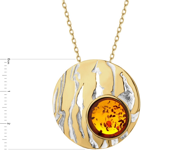 Zawieszka srebrna z bursztynem