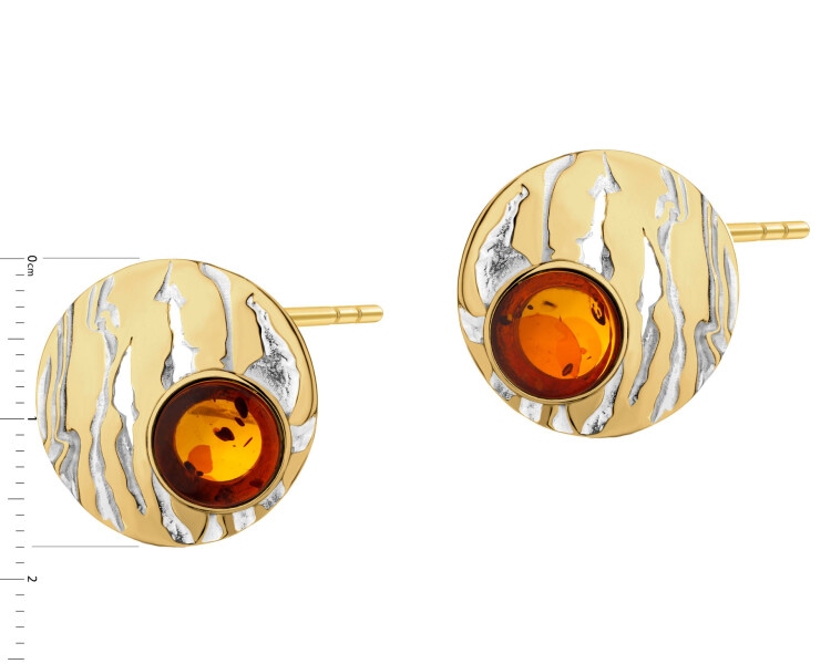 Kolczyki srebrne z bursztynem - koła