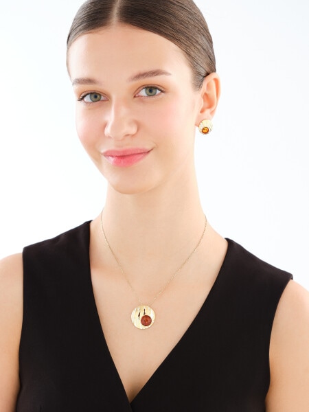 Kolczyki srebrne z bursztynem - koła