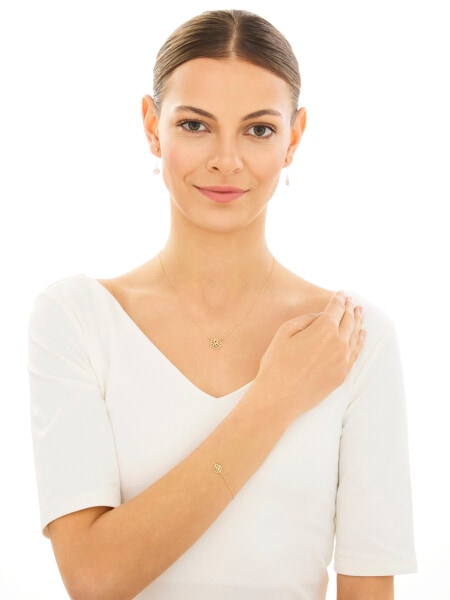 Złote kolczyki, bransoletka i naszyjnik z emalią - komplet - serca