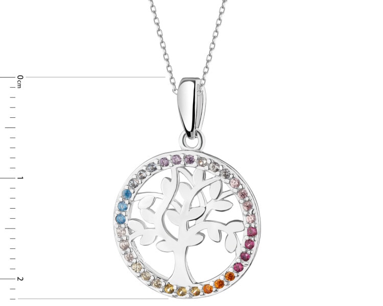 Zawieszka srebrna z cyrkoniami - drzewa