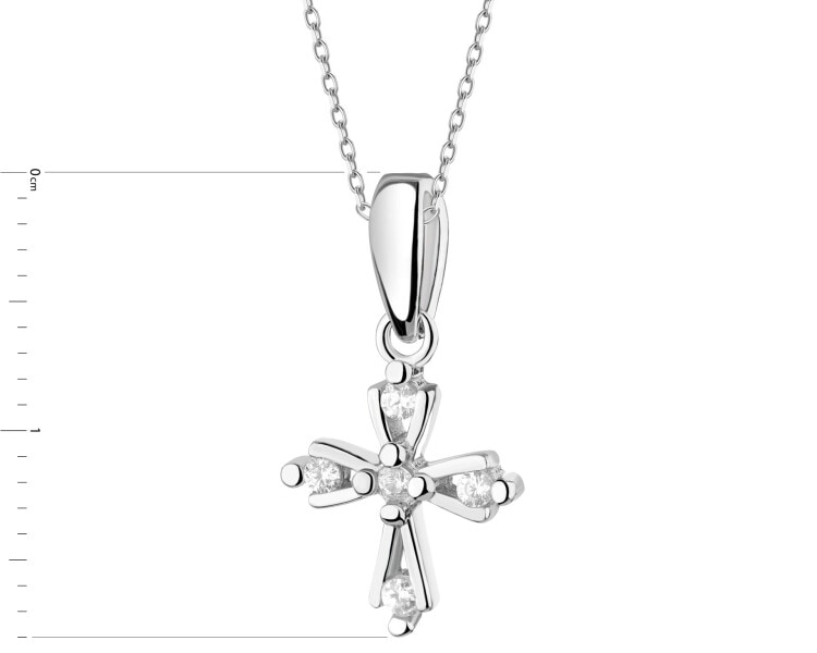 Stříbrný přívěsek se zirkony - kříž