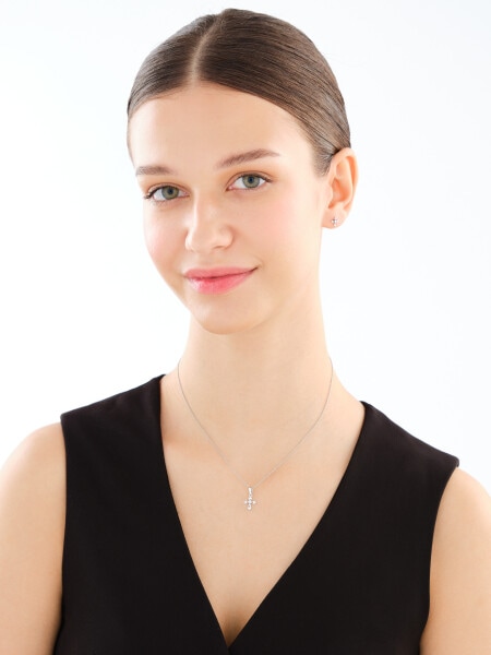 Stříbrný přívěsek se zirkony - kříž