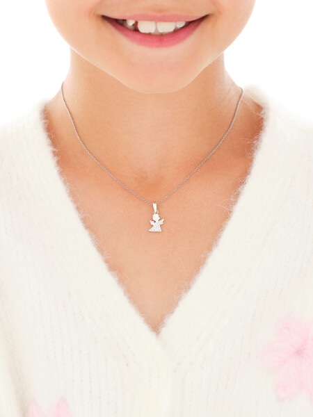 Zawieszka srebrna z cyrkoniami - aniołek