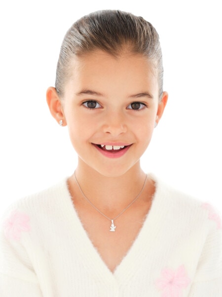 Zawieszka srebrna z cyrkoniami - aniołek