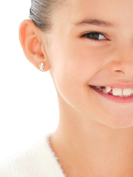 Kolczyki srebrne z cyrkoniami - aniołki