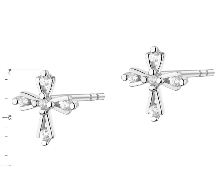 Stříbrné náušnice se zirkony - kříže