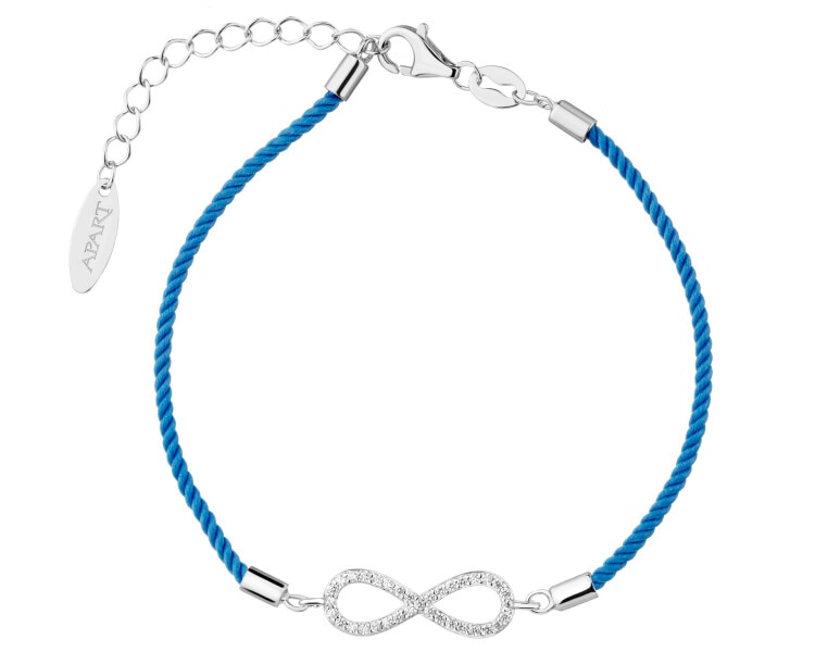 Bransoletka z elementami srebra i cyrkoniami - nieskończoność